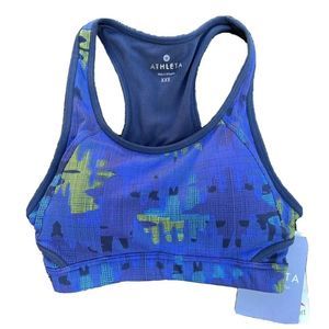 NEW Athleta Double Dare Blue Canavy Sports Bra XXS